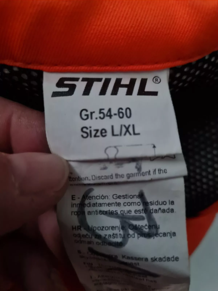 Stihl Schnittschutz Beinlinge orange Forstschutz Waldarbeiter rundum Forst THW